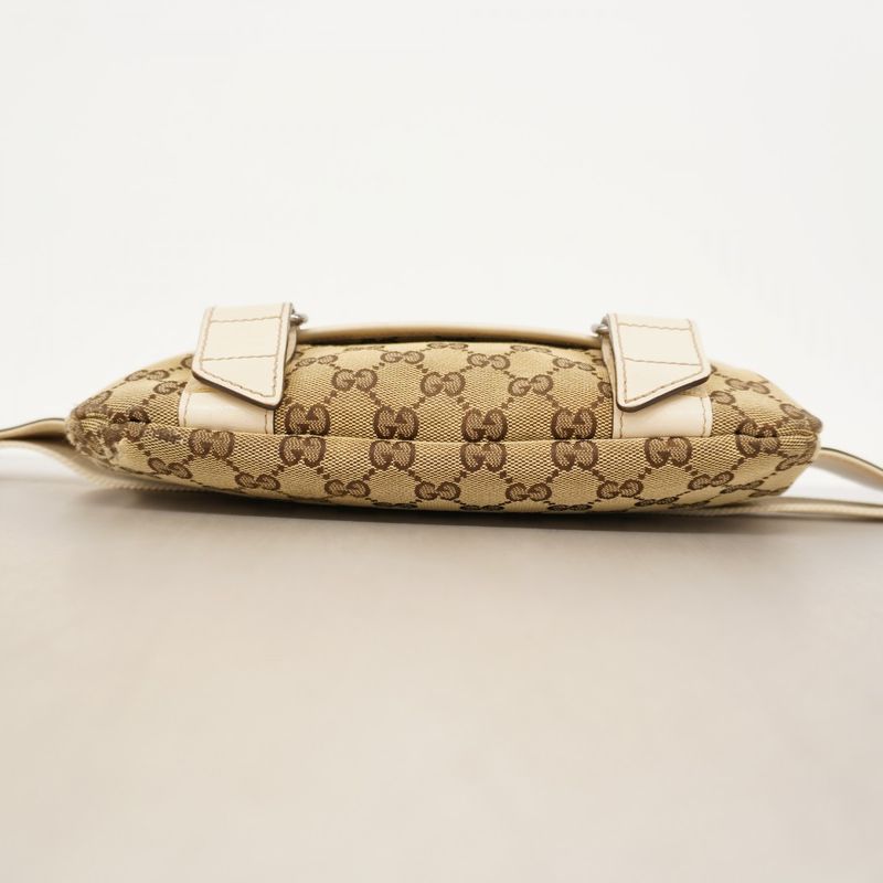 Gucci Waist Bag GG Canvas 145851 Canvas Beige Ivory Silver Hardware Women