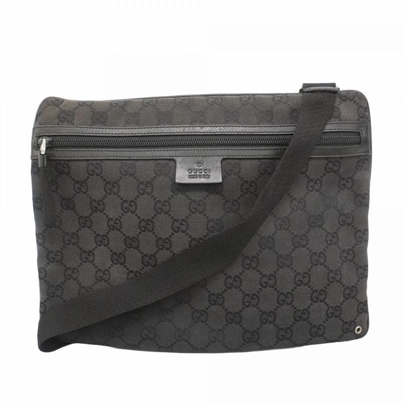 Gucci Shoulder Bag GG Canvas 90476 Canvas Black Silver Hardware Women