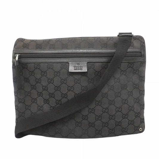 Gucci Shoulder Bag GG Canvas 90476 Canvas Black Silver Hardware Women