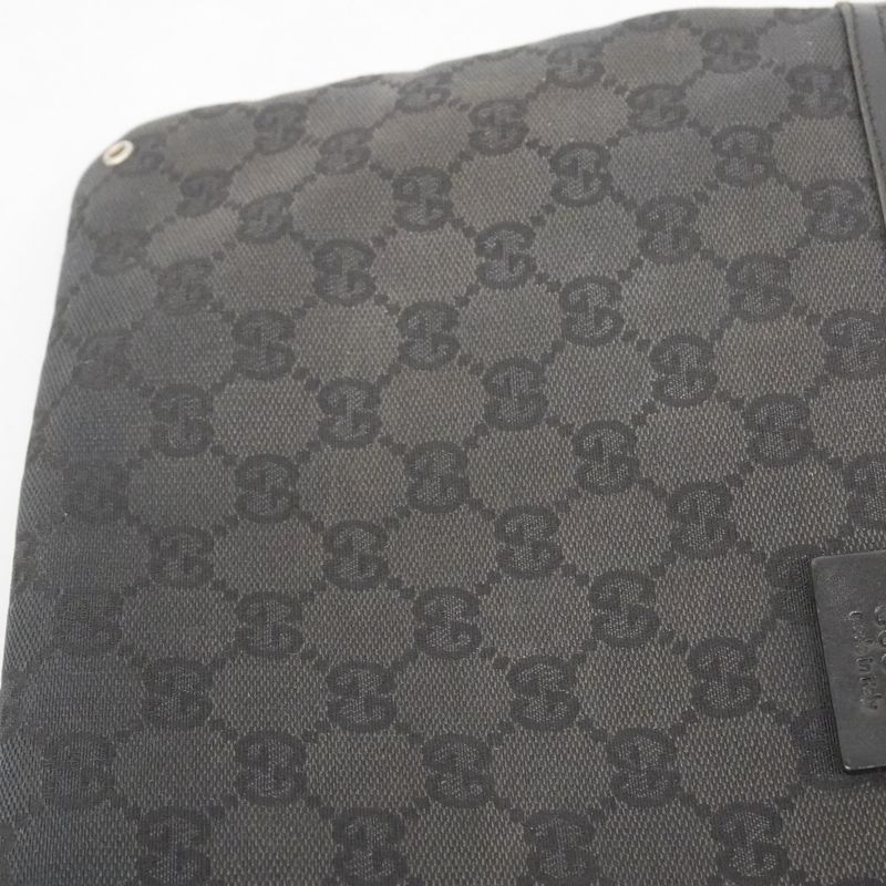 Gucci Shoulder Bag GG Canvas 90476 Canvas Black Silver Hardware Women