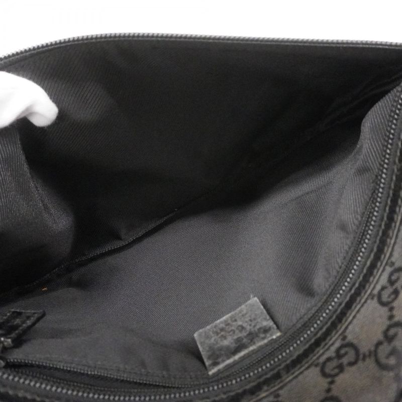 Gucci Shoulder Bag GG Canvas 90476 Canvas Black Silver Hardware Women