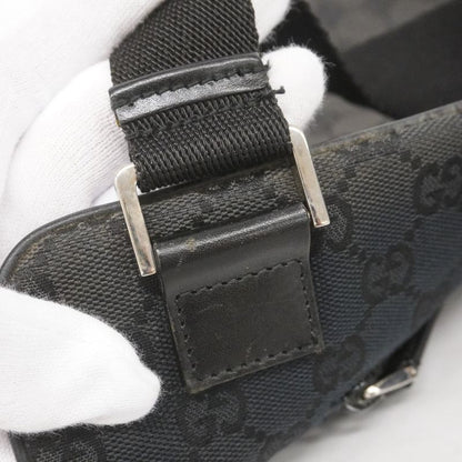 Gucci Shoulder Bag GG Canvas 90476 Canvas Black Silver Hardware Women