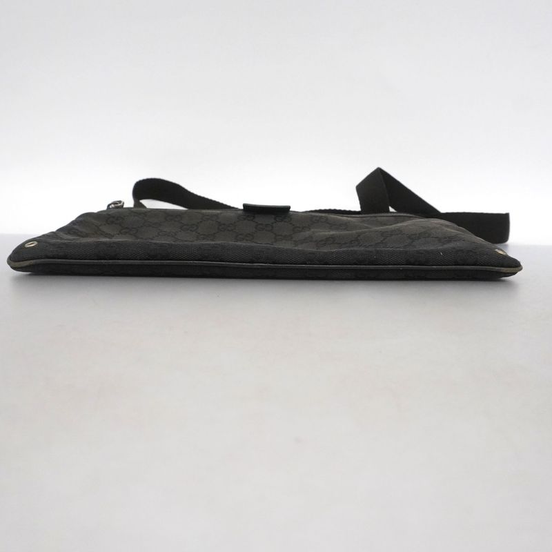 Gucci Shoulder Bag GG Canvas 90476 Canvas Black Silver Hardware Women