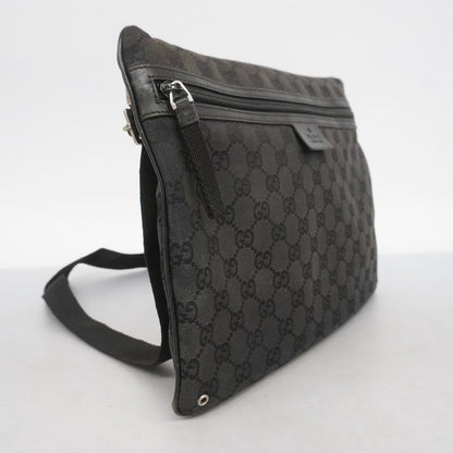 Gucci Shoulder Bag GG Canvas 90476 Canvas Black Silver Hardware Women