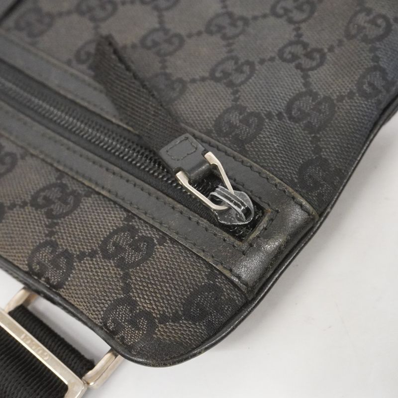 Gucci Shoulder Bag GG Canvas 90476 Canvas Black Silver Hardware Women