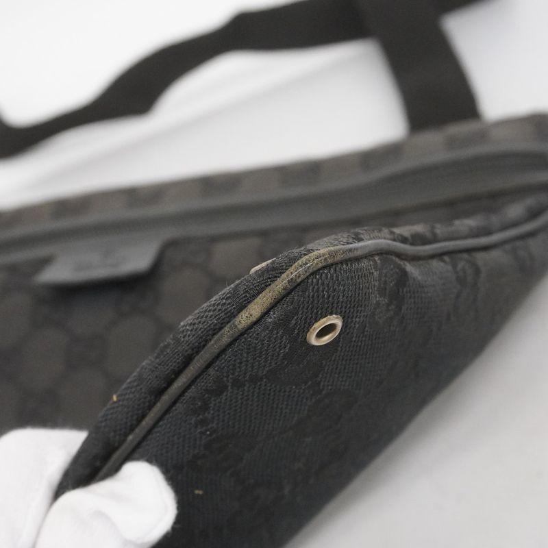 Gucci Shoulder Bag GG Canvas 90476 Canvas Black Silver Hardware Women