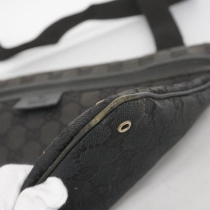 Gucci Shoulder Bag GG Canvas 90476 Canvas Black Silver Hardware Women