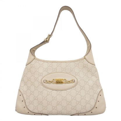 Gucci Shoulder Bag Guccissima 145778 Leather Ivory Beige Gold Hardware Women