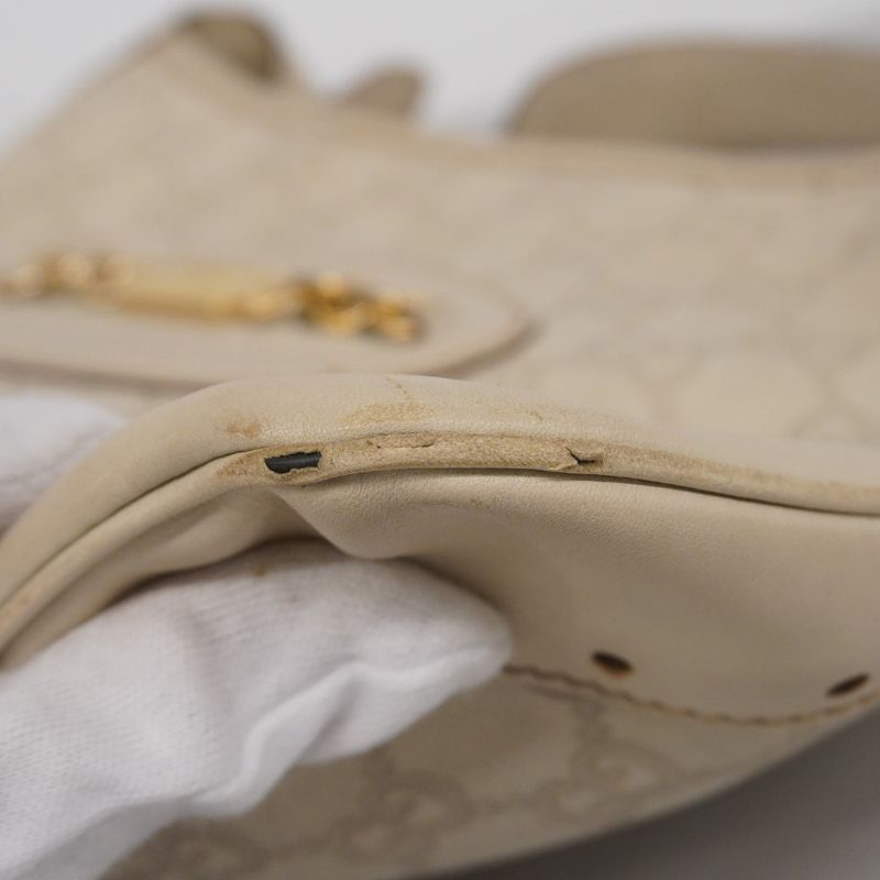 Gucci Shoulder Bag Guccissima 145778 Leather Ivory Beige Gold Hardware Women
