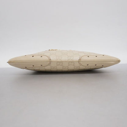 Gucci Shoulder Bag Guccissima 145778 Leather Ivory Beige Gold Hardware Women