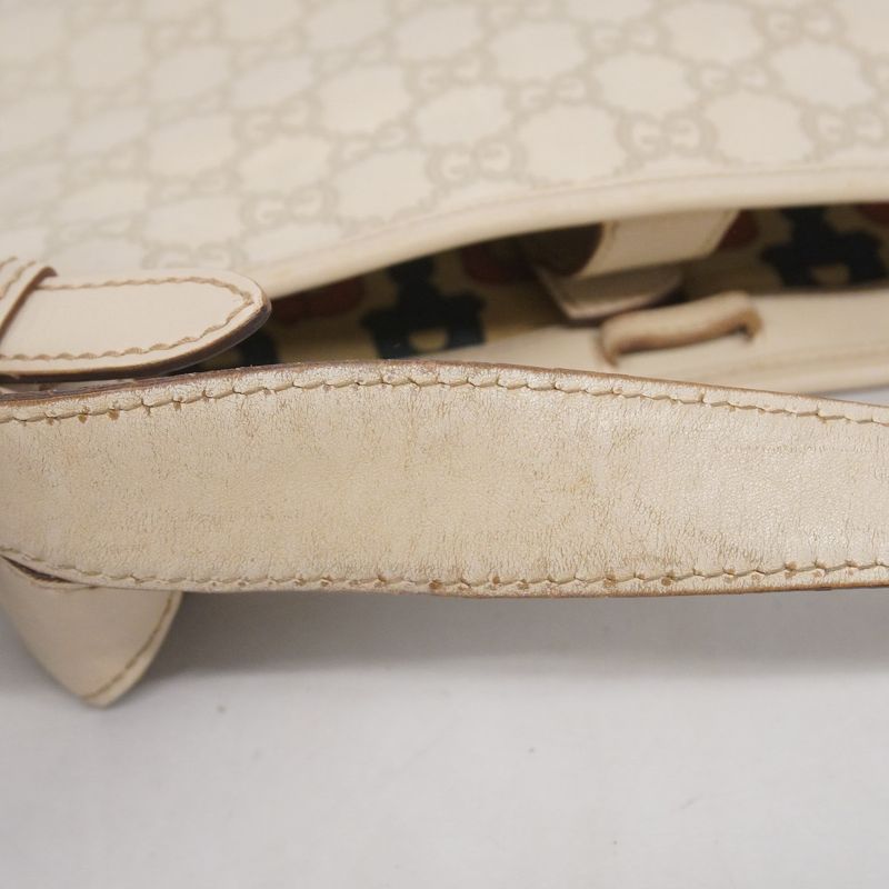 Gucci Shoulder Bag Guccissima 145778 Leather Ivory Beige Gold Hardware Women