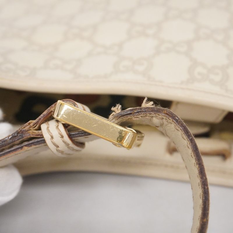 Gucci Shoulder Bag Guccissima 145778 Leather Ivory Beige Gold Hardware Women