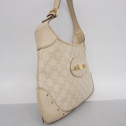 Gucci Shoulder Bag Guccissima 145778 Leather Ivory Beige Gold Hardware Women