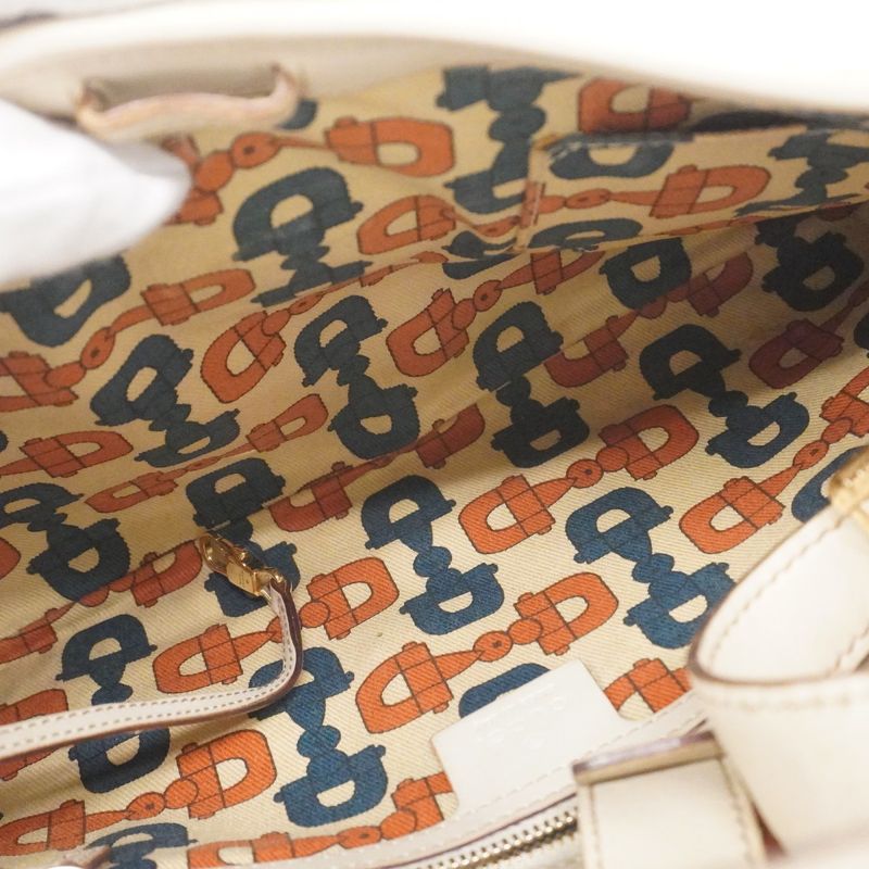 Gucci Shoulder Bag Guccissima 145778 Leather Ivory Beige Gold Hardware Women