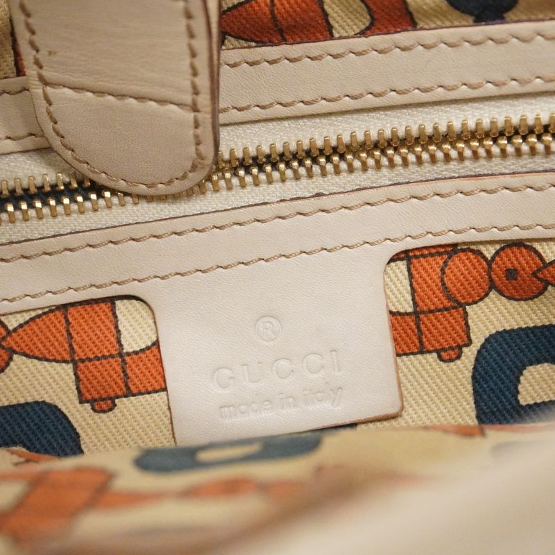 Gucci Shoulder Bag Guccissima 145778 Leather Ivory Beige Gold Hardware Women