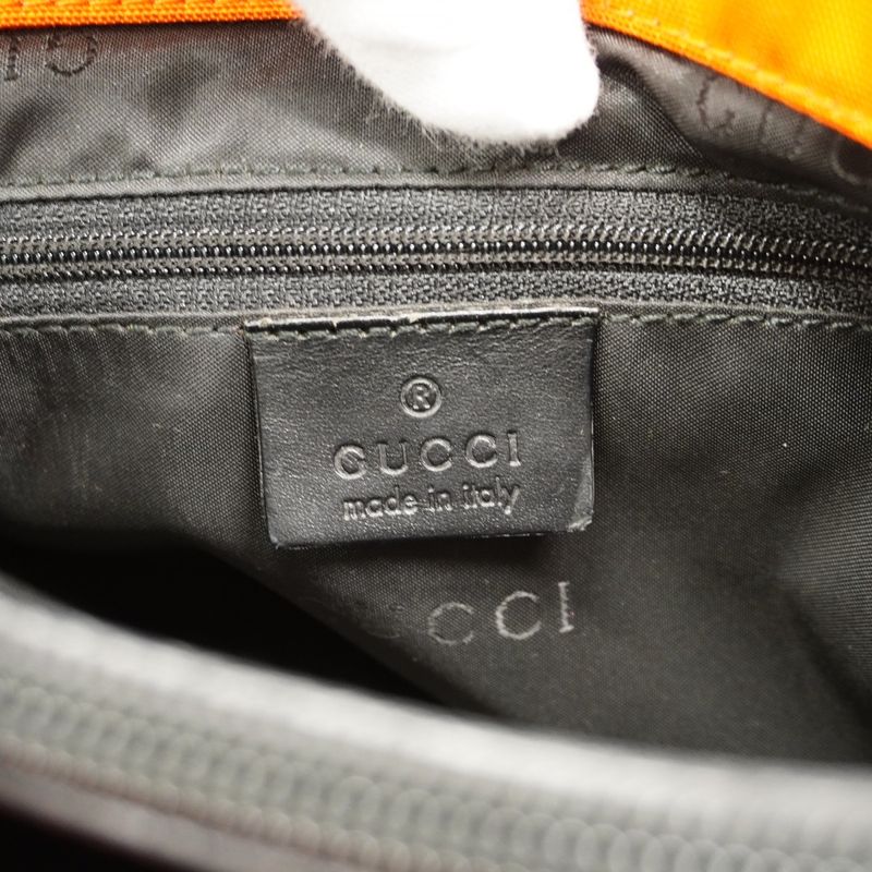 Gucci Handbag Bamboo 002 1016 Nylon Canvas Orange Black Silver Hardware Women