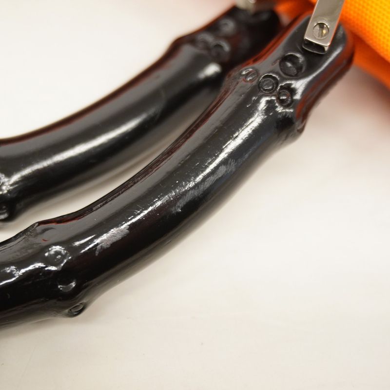 Gucci Handbag Bamboo 002 1016 Nylon Canvas Orange Black Silver Hardware Women