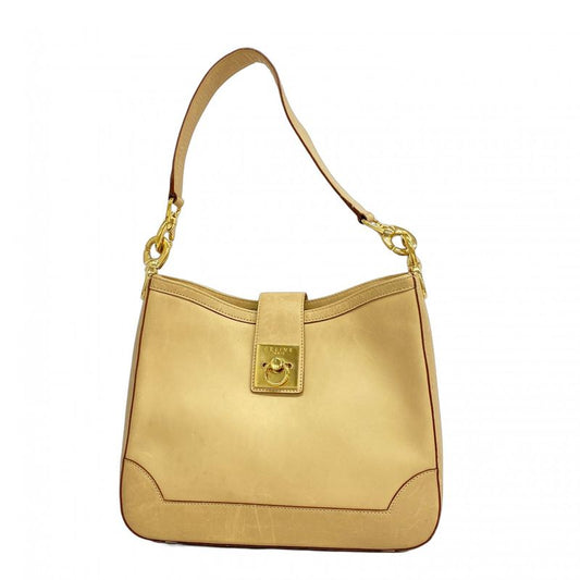 Celine Shoulder Bag Leather Beige Gold Hardware Women
