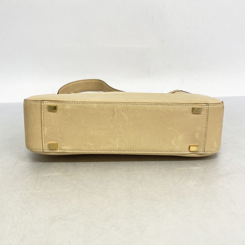 Celine Shoulder Bag Leather Beige Gold Hardware Women