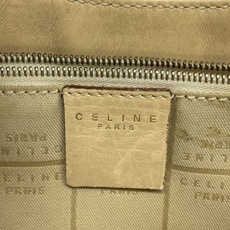 Celine Shoulder Bag Leather Beige Gold Hardware Women