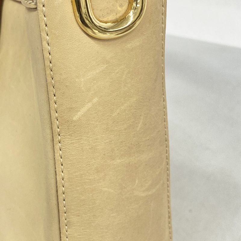 Celine Shoulder Bag Leather Beige Gold Hardware Women