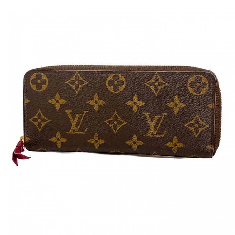 Louis Vuitton Long Wallet Monogram Portefeuille Cles Mance M60742 Brown Fuchsia