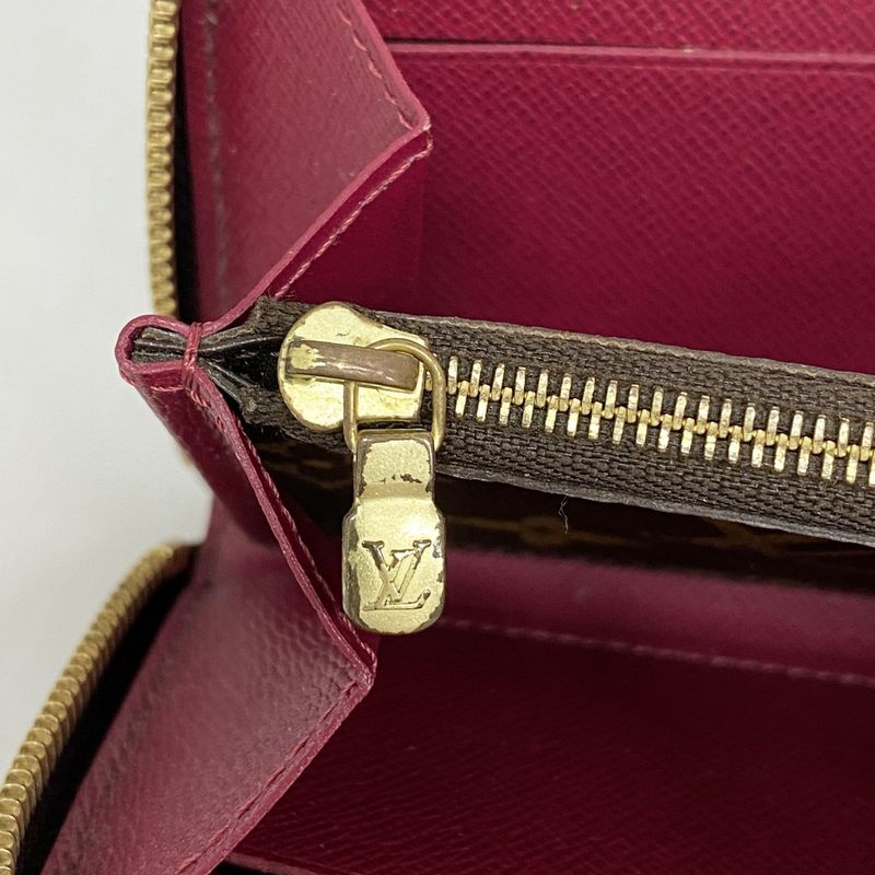 Louis Vuitton Long Wallet Monogram Portefeuille Cles Mance M60742 Brown Fuchsia