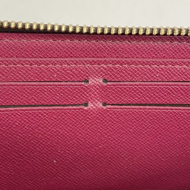 Louis Vuitton Long Wallet Monogram Portefeuille Cles Mance M60742 Brown Fuchsia