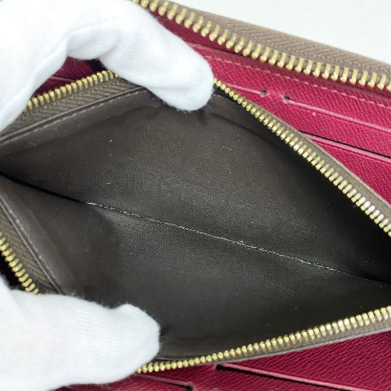 Louis Vuitton Long Wallet Monogram Portefeuille Cles Mance M60742 Brown Fuchsia