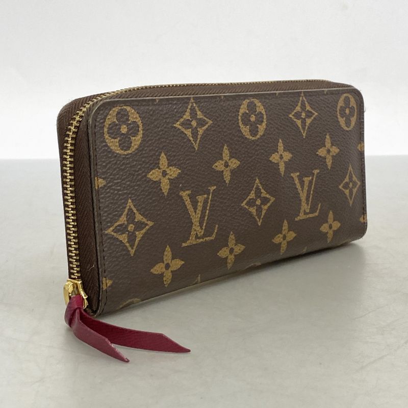 Louis Vuitton Long Wallet Monogram Portefeuille Cles Mance M60742 Brown Fuchsia