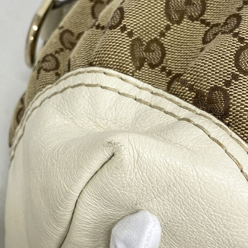 Gucci Handbag GG Canvas 189893 Canvas Brown White Chien Pan Gold Hardware Women