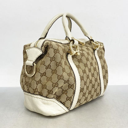 Gucci Handbag GG Canvas 189893 Canvas Brown White Chien Pan Gold Hardware Women