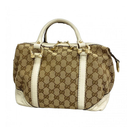 Gucci Handbag GG Canvas 189893 Canvas Brown White Chien Pan Gold Hardware Women