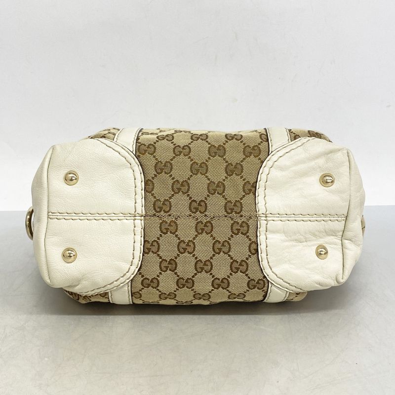 Gucci Handbag GG Canvas 189893 Canvas Brown White Chien Pan Gold Hardware Women