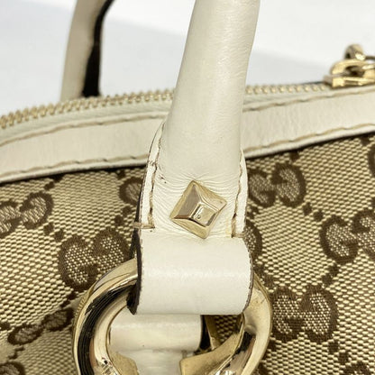 Gucci Handbag GG Canvas 189893 Canvas Brown White Chien Pan Gold Hardware Women