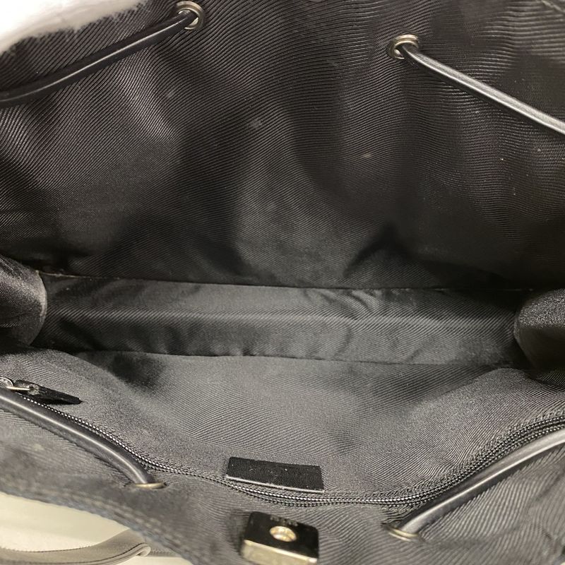 Gucci Tote Bag GG Canvas 01702 Canvas Black Silver Hardware Women's