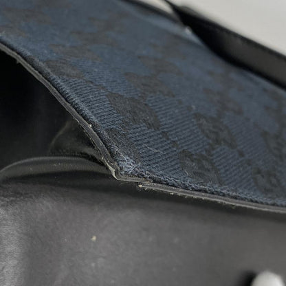 Gucci Tote Bag GG Canvas 01702 Canvas Black Silver Hardware Women's