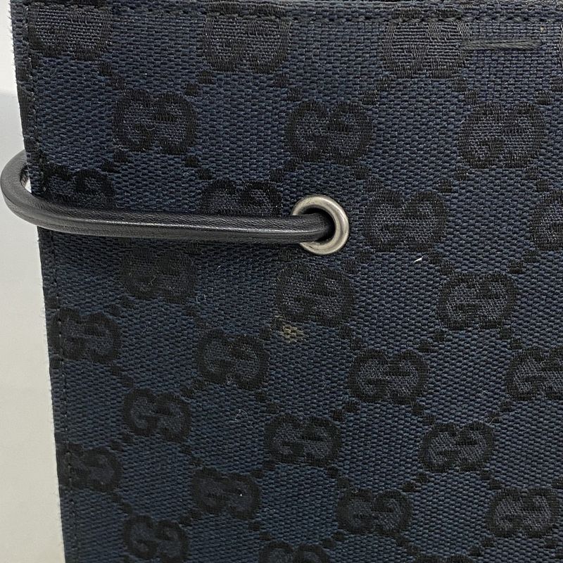 Gucci Tote Bag GG Canvas 01702 Canvas Black Silver Hardware Women's