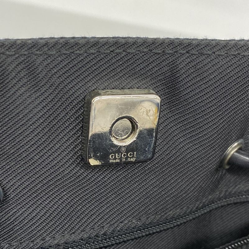 Gucci Tote Bag GG Canvas 01702 Canvas Black Silver Hardware Women's