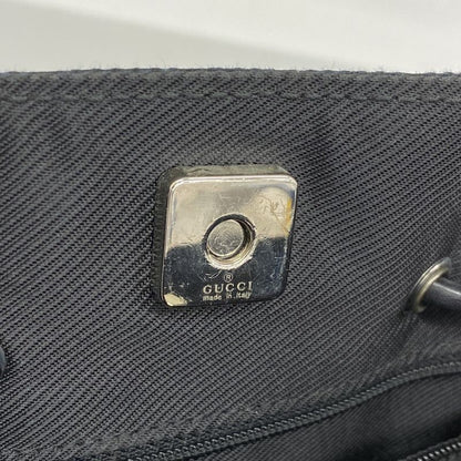 Gucci Tote Bag GG Canvas 01702 Canvas Black Silver Hardware Women's