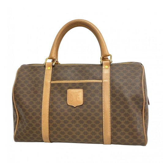 Celine Handbag Macadam PVC Brown Gold Hardware Women