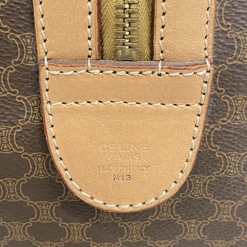 Celine Handbag Macadam PVC Brown Gold Hardware Women