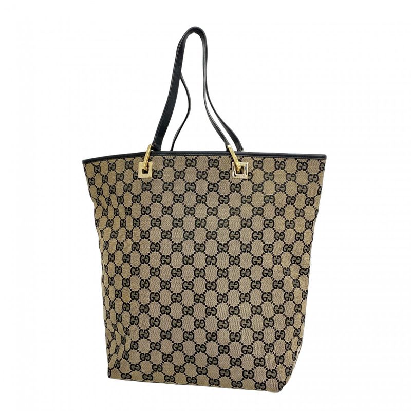 Gucci Tote Bag GG Canvas 002 1098 Canvas Beige Black Chien Pan Gold Hardware