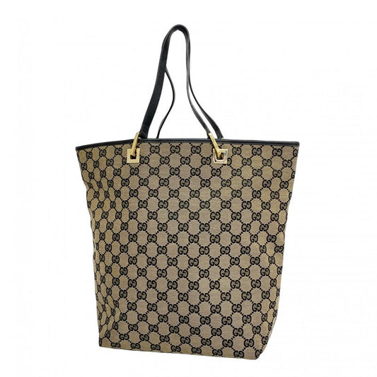 Gucci Tote Bag GG Canvas 002 1098 Canvas Beige Black Chien Pan Gold Hardware