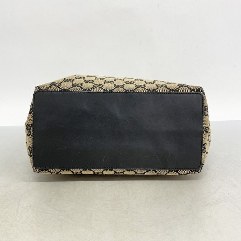 Gucci Tote Bag GG Canvas 002 1098 Canvas Beige Black Chien Pan Gold Hardware