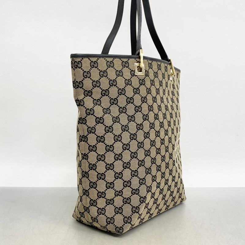 Gucci Tote Bag GG Canvas 002 1098 Canvas Beige Black Chien Pan Gold Hardware
