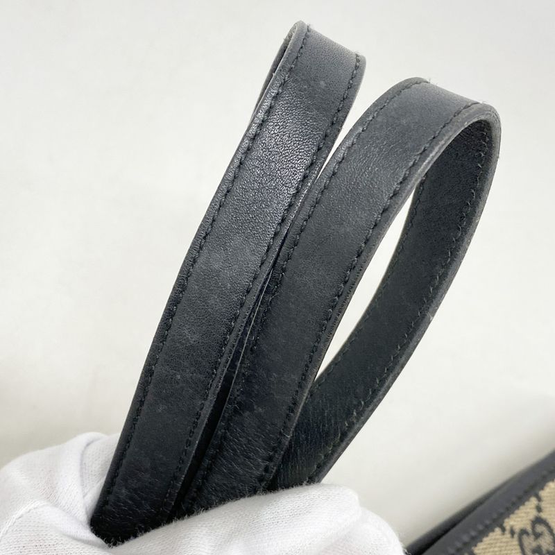 Gucci Tote Bag GG Canvas 002 1098 Canvas Beige Black Chien Pan Gold Hardware