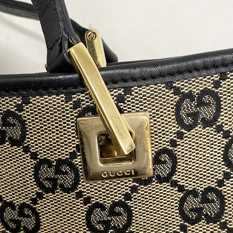 Gucci Tote Bag GG Canvas 002 1098 Canvas Beige Black Chien Pan Gold Hardware
