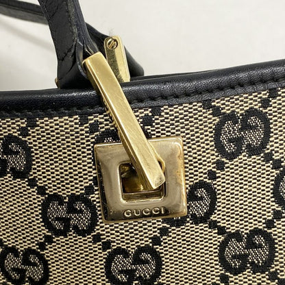 Gucci Tote Bag GG Canvas 002 1098 Canvas Beige Black Chien Pan Gold Hardware
