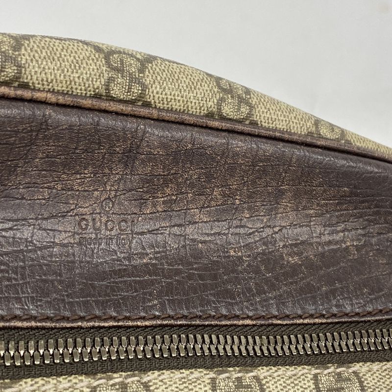 Gucci Shoulder Bag GG Supreme 114291 PVC Beige Brown Silver Hardware Women